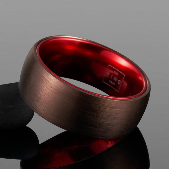 Carmine ring, view 1